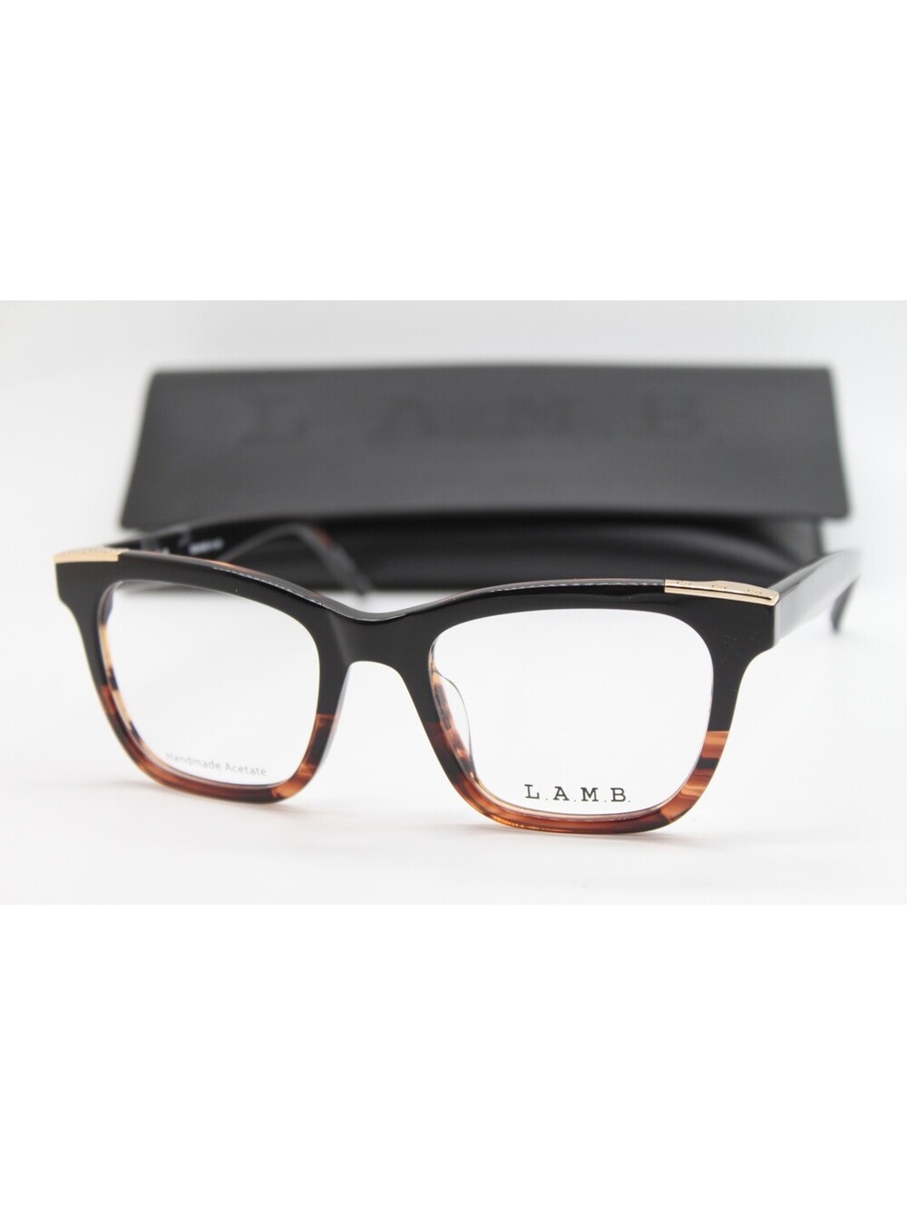NEW L.A.M.B. LA111 BLK BLACK BROWN GOLD AUTHENTIC EYEGLASSES W/CASE 51-20